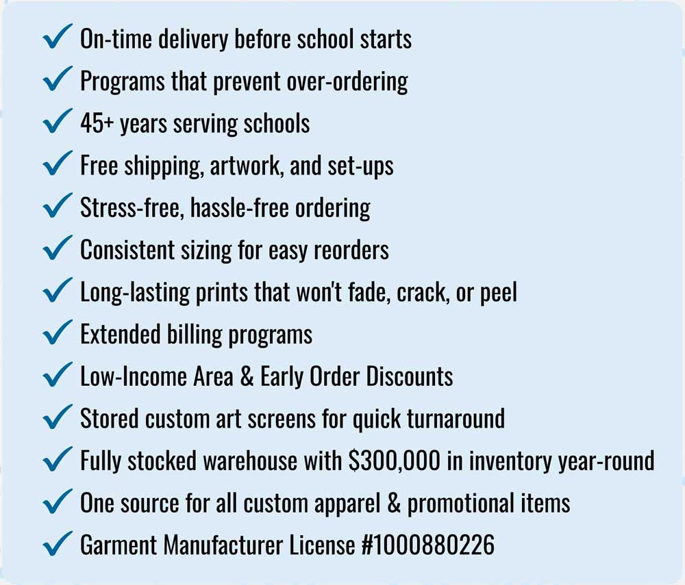 Coastal Enterprises, PE Uniforms, Grad Packs, Spiritwear